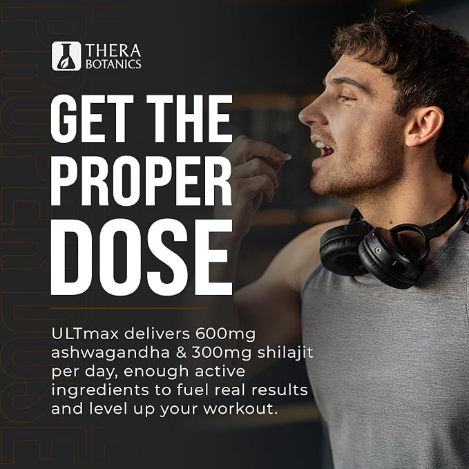 ULTmaxⓇ Men’s Testosterone Support | Ashwagandha & Shilajit Extract | Promotes Healthy Testosterone Levels | Supports Energy, Endurance, Muscle Strength, and Cognitive Performance | 30 Veg.Capsules