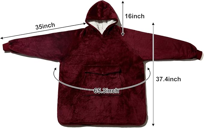 Krifey Wearable Blanket Hoodie, Oversized Sherpa Hooded as Birthday Gifts for Mom Women Girlfriend Men, Cozy Sweatshirt with Giant Pocket