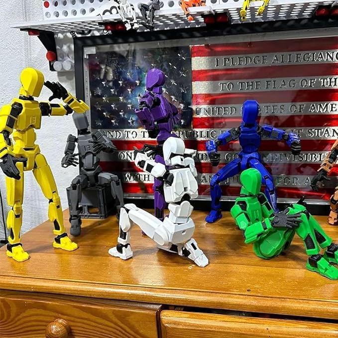 (Assembly Completed)-Titan 13 Action Figure,Lucky Robot 13 Action Figure Set,Nova 13 Action Figures,3D Printed Multi-Jointed Movable Robot Figure,Multiple Accessories (1pc,Blue)