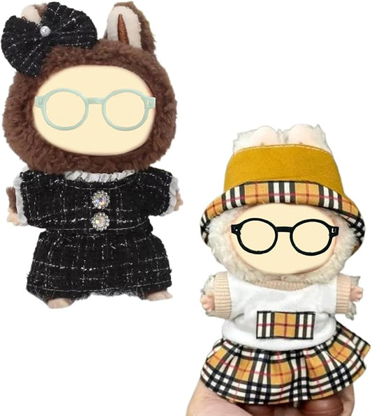 2 Sets Cute Doll Clothes for labubu,17cm Dolls Outfit Accessories,for la-bubu Dolls/for la-bubu Outfit, Black Set and Yellow Set It's a Gift for labubu Enthusiasts and Collectors (No Doll)