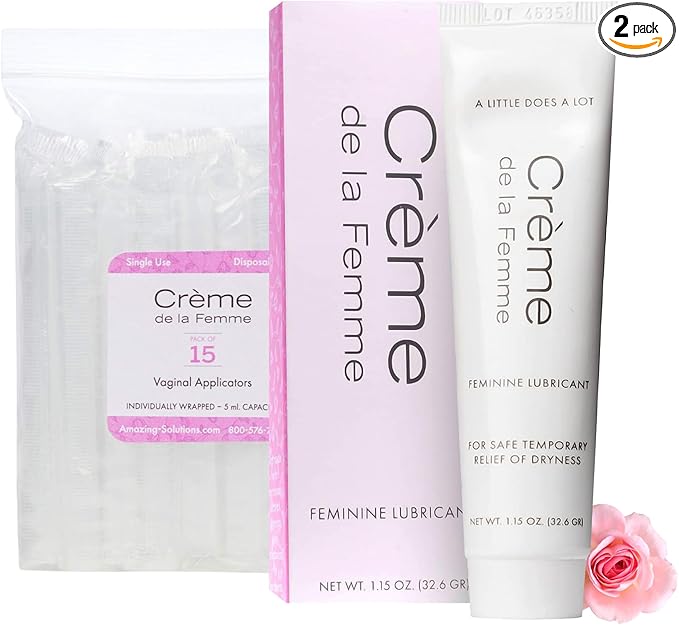 Crème De La Femme Daily Vaginal Moisturizing Cream for Long-Lasting Relief from Feminine Dryness Chemical & Hormone Free, Fragrance-Free, Also a Hydrating Intimate Lubricant for Men and Women – Bundle