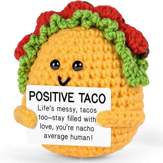 Emotional Support Crochet, Positive Crochet Taco, Encouragement Gifts for Women Men Birthday Christmas Self Care Friends Coworkers Relaxation Gift Desk Home Fall Decor Inspirational Support