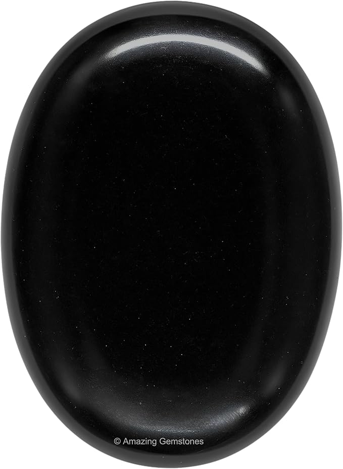 Amazing Gemstone Black Agate Crystals and Healing Stones - Large Palm Stone Crystals Piedra - Crystal for Good Luck, Balanced Positive Energy, Meditation - Unique Stocking Stuffers, Gifts for Women