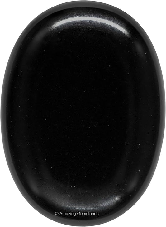 Amazing Gemstone Black Agate Crystals and Healing Stones - Large Palm Stone Crystals Piedra - Crystal for Good Luck, Balanced Positive Energy, Meditation - Unique Stocking Stuffers, Gifts for Women