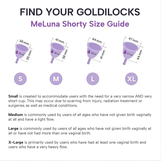 Most Customizable Menstrual Cup with Ring Handle | MeLuna Me Luna | Comfortable Period Cup Reusable Cup | Tampon Pad Alternative for Low Cervix | Shorty