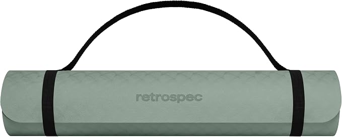 Retrospec Zuma Yoga Mat 6mm Thick Non-Slip TPE Exercise Mat | Cushioned Workout Mat for Yoga Pilates and Home Stretching | 72 x 24 with Carrying Strap