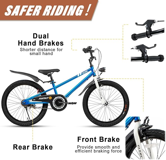 Glerc Fantacy Kids Bike, 12-20 Inch Children Bicycle for 2-13 Years Old Boys Girls, Kids Bicycle with Water Bottle Holder & Headlight & Training Wheels, Multiple Colors