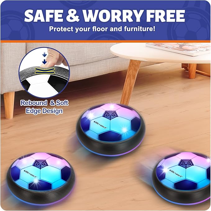 Officygnet Hover Soccer Ball for Kids, Indoor Toys Games Gifts for Boys Age 6, 7, 8, 9, 10, 11, 12 Years Old, Air Floating Light-Up Soccer Toys Games for Kids 6-8, 8-12, Ideal Easter Birthday Gifts