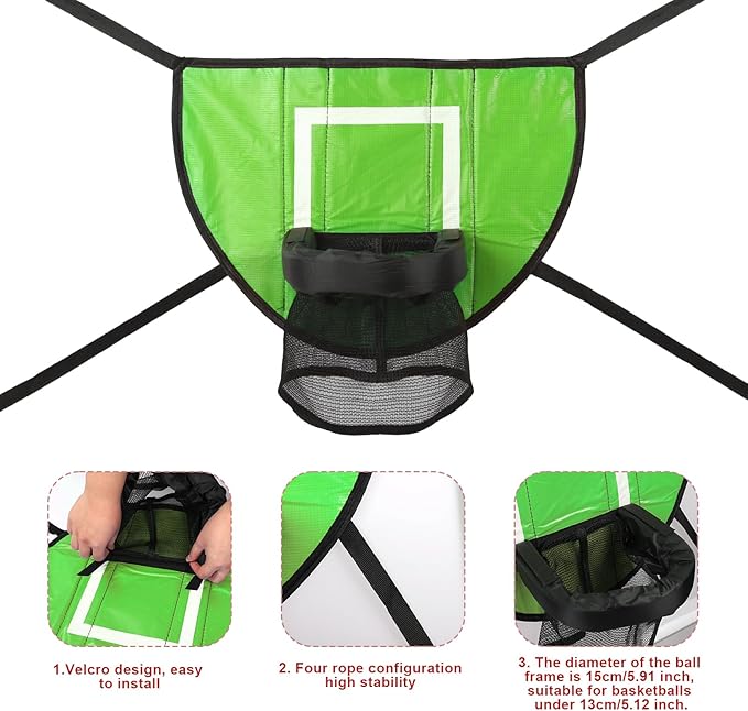 Trampoline Basketball Hoop Set, Trampoline Basketball Hoop Attachment Waterproof Basketball Goal for Trampoline Soft Basketball Game Accessories for All Ages Basketball Lovers