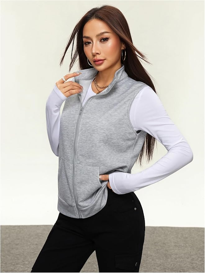 SOLY HUX Womens Zip Up Lightweight Vests Jackets Scrubs with Pockets | Casual, Sleeveless, Spring, Summer