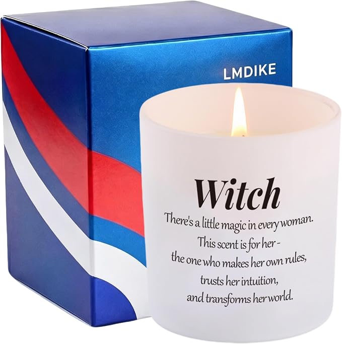 Witchy Scented Candles for Women, Funny Spiritual Scented Candles for Best Friend Birthday, Unique Self Care Boss Lady Mentor Present, 9.5oz Matte White Pine Wood Lid, Lavender Aromatherapy