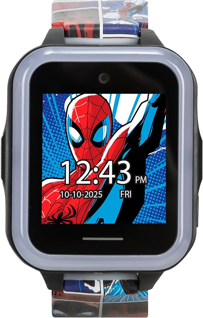 Marvel Spider-Man Kids Smart Watch with Touchscreen Camera Games Voice Recorder Flashing Bezel Alarm Stopwatch Step Counter Printed Silicone Band Fits Wrist Sizes 5.5” to 8”