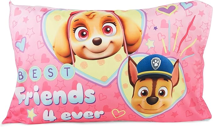 Paw Patrol Skye We're A Team 4 Piece Toddler Bedding Set - Includes Comforter, Sheet Set - Fitted + Top Sheet + Reversible Pillow Case for Girls Bed, Pink (Pack of 2)