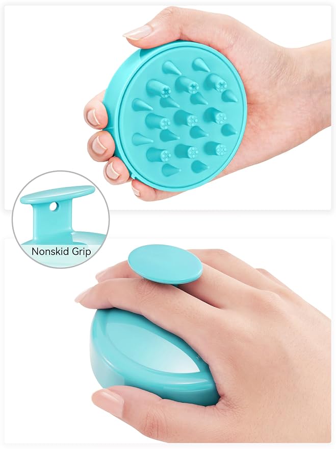HEETA Scalp Massager Hair Scrubber Shampoo Brush Exfoliator for Hair Growth | 2-In-1 Soft Silicone Bristles, Cleanse Buildup Excess Oil, Reduce Dandruff Hair Loss, Gentle Care On Sensitive Scalp