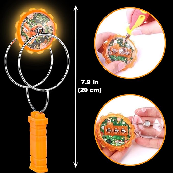 Jishi Light Up Gyro Wheel 3pk Magic Rail Twirler Toy Gifts for Kids Stocking Stuffers for Boys 8-12, Magnetic Yoyo Spinner Sensory Fidget Toys for Kids Ages 3-5 4-8-12 Year Old Boys Girls Teens Adults