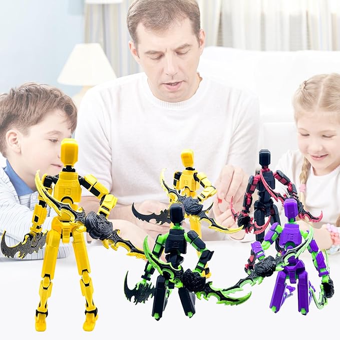 4 Packs (Assembly Completed) T13 Action Figure Set,Titan 13 Robot Movable Action Figure,3D Printed 13 Action Figure Articulated,Full Body Mechanical Doll,Christmas Birthday Gift for Kids Adult