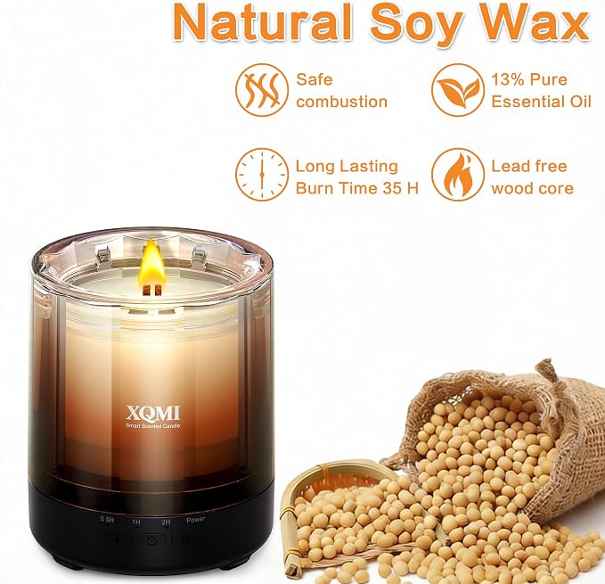Smart Scented Candle with Remote for Home, Pumpkin&Cinnamon, Toffee Apples, Harvest Season, Soy Wax Lasting 35H, Gift for Birthday Mother's Thanksgiving Day Present