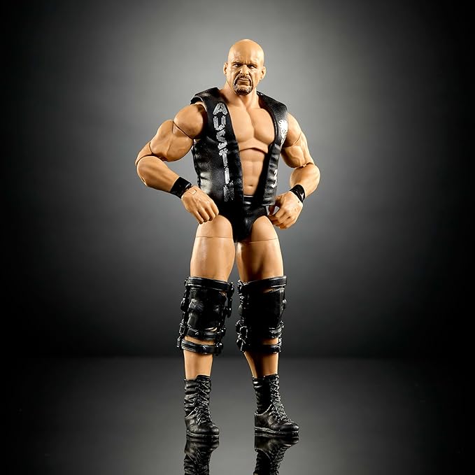 Mattel WWE Elite Collection Action Figure & Accessories, Premium Live Event “Stone Cold” Steve Austin Set, SummerSlam Series with Jesse “The Body” Ventura Build-A-Figure Parts