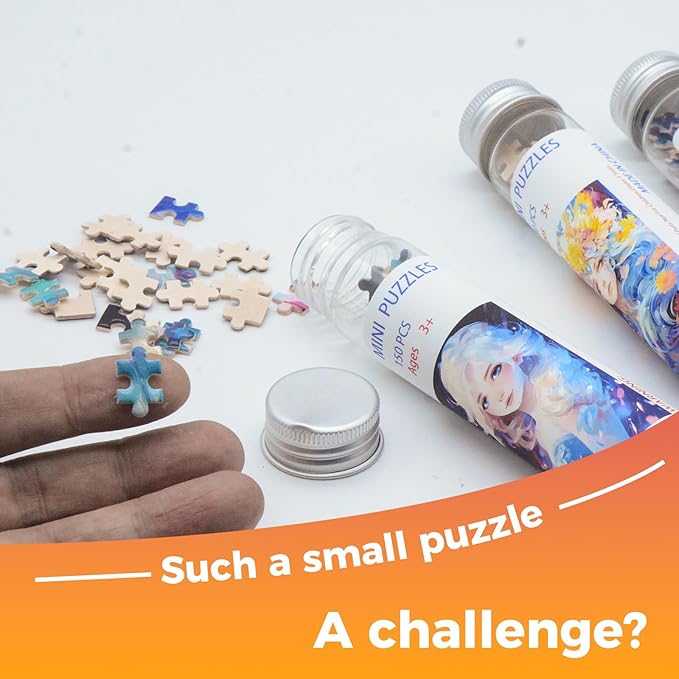 150 Pieces Mini Jigsaw Puzzles for Adults & Kids,6 x 4 Inches,Travel Puzzle,Small Puzzles,Micro Puzzles,Challenging Difficult Puzzle,3 Pack Anime Character Series