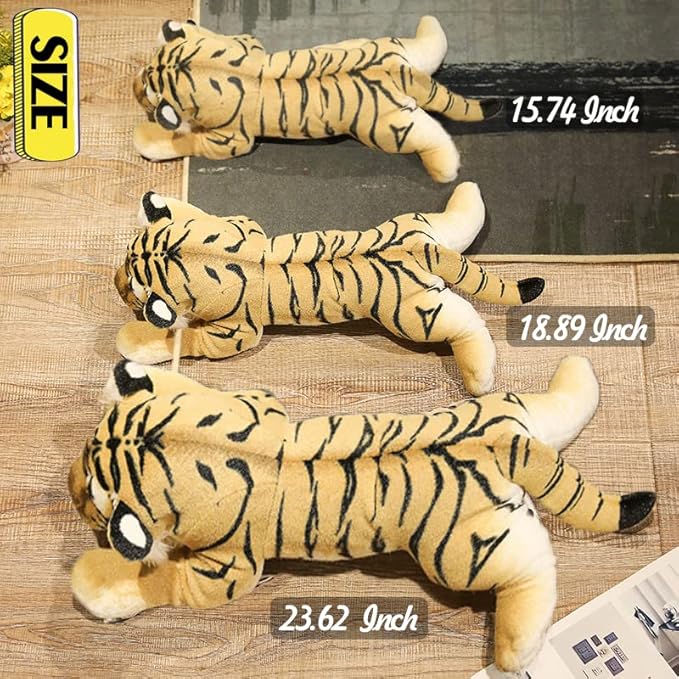 Tiger Stuffed Animal 16" Giant Stuffed Tiger Plush Jungle Stuffed Animal Soft Plush Tiger Stuffy Simulation Cute Plushie Toys Realistic Deocr Birthday Valentine's Gifts for Kids Boys