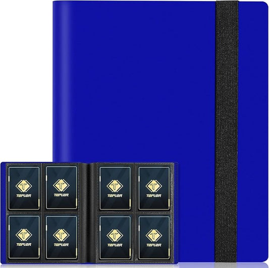 4 Pocket Card Binder for 160 Sleeves, Card Folder Ablum for Trading Cards Collection for Sports Cards, Baseball Cards, Game Cards, Mini TCG Binder Fit for MTG, Gift for Card Collector(Navy Blue)