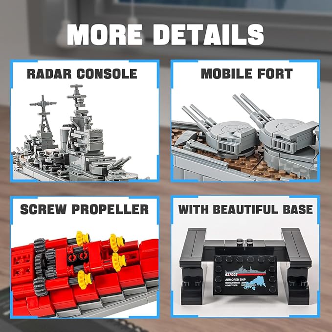 GOTIMON Military Series Building Block Toys, Queen Elizabeth Class Battleships, Gifts for Adults and Children (1564 PCS)