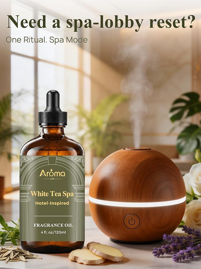 White Tea Spa Fragrance Oil for Ultrasonic and Waterless Diffusers | Luxury White Tea Hotel Scent
