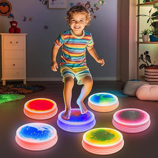 Light Up Stepping Stones for Kids Ages 3+ - Non-Slip Sensory Balance Stones for Toddler Balance, Sensory Play & Motor Skills