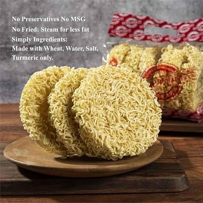 Non-fried Hot Pot Ramen Family Noodles Unflavored, Preservative Free, No Added MSG 350g (10.5oz), Total 6 PCS Per Pack