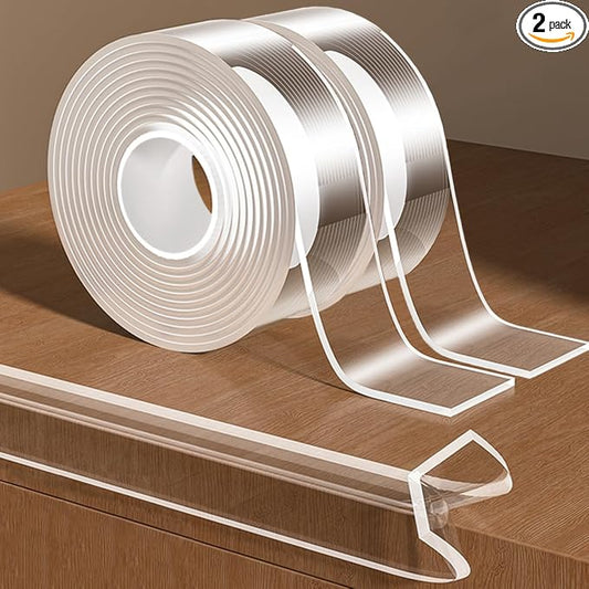 2Pack Baby Proofing Edge Protector for Baby,Clear Edge Protector Strip Sharp Edge Wrap Cover Tape,Corner Bumpers for Furniture,Crib Rail Covers for Teething,Total 19.68 Ft (Width 1.18 in)