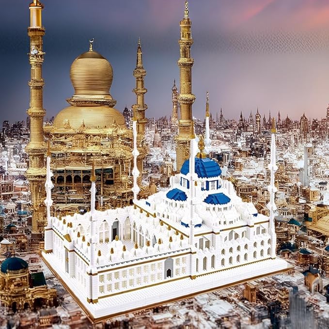 Micro Building Blocks Set 6850 Pcs Blue Mosque Miniature World Landmark Architectural Construction Model for Adult and Children Age of 14+