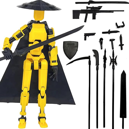 Already Assembled 8 inch T13 Action Figure, T13 Multi Jointed Movable,for Collectors Desktop Decorations Movability 3D Printed Toys (Yellow)