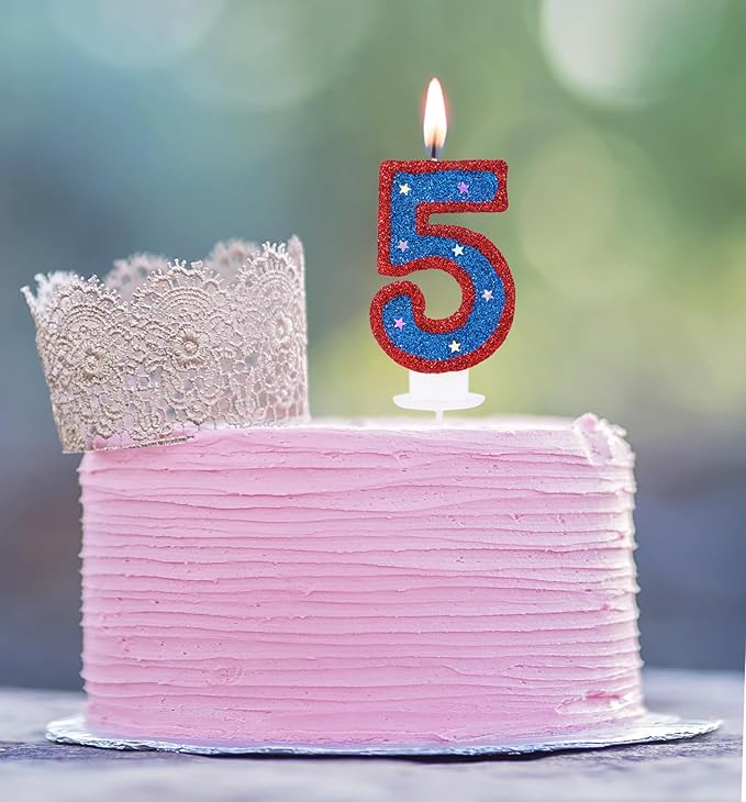 Blue Hero Captain 5 Birthday Candle 3D Number 5 Candle for Cake Boy Girl Kid's 5 Years Old Superheroes Theme Party Cake Decoration