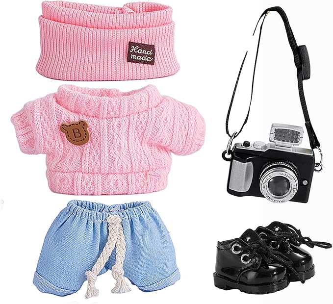 5set 17cm Dolls Clothes Outfit Set - Casual Style Costumes for Doll Figures, Camera Set,Have a seat Clothes - 6.7 Inches Cute Dolls Daily Refill,Gifts for 17cm Doll Lovers (Style-E)