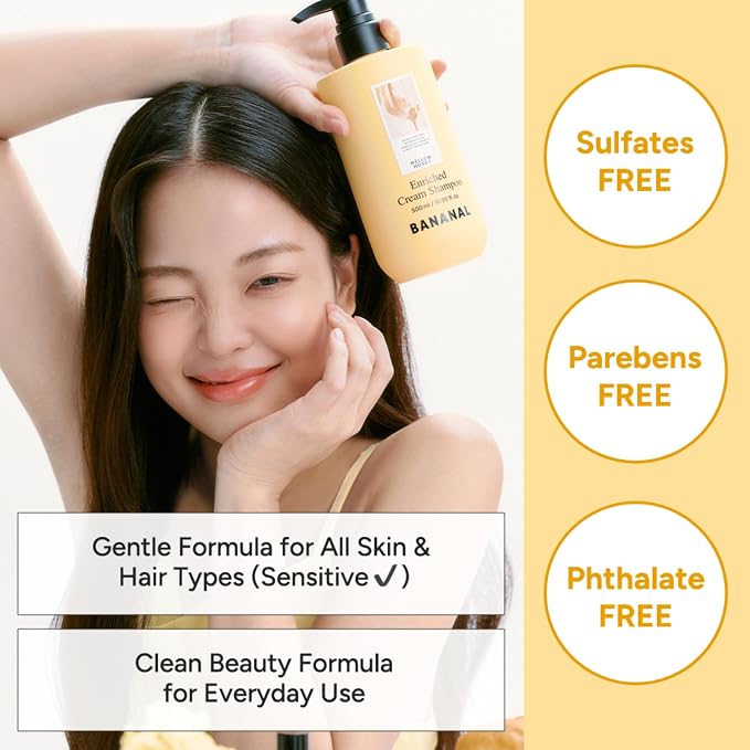 Korean Cream Shampoo with Sea Water & 9 Proteins – Silk, Keratin, Collagen & 4 Peptides for Thinning Hair – Honey & Royal Jelly Nourishing – Sulfate, Paraben & Silicone Free – 16.9 fl oz