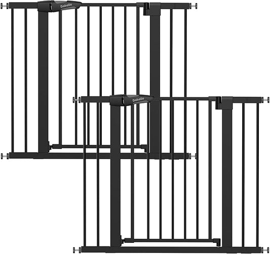 Babelio 26-40" Wide Baby Gate for Stairs & Doorways, 3 Ways Locking System with Auto-Close, Pressure Mounted No Drilling, Easy Install for Stairs, Hallway, Kitchen, Indoor Use, Black (2 Pack)