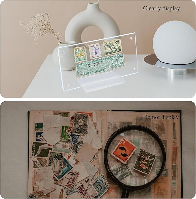 Dollar Bill Frame Display Acrylic Dollar Bill Holder 3.9X7.8Inch for Dollar Bill Display Case Magnet Currency Display Frame Self Standing for Money Ticket Picture Photos (Transparent-10)