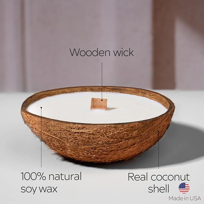 – Scented Candles Clearance | Coconut Shell Soy Wax Candle with Wooden Wick | Candles for Home Décor | Gift Idea for Women (1, Citrus Drift)