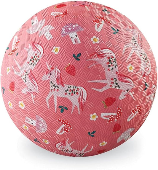 Crocodile Creek Playground Ball - Durable Rubber Ball for Kids Ages 3 and Up - Bouncy Inflatable Ball for Kickball, Indoor Games, and Outdoor Sports - PVC-Free - Unicorn Garden - 5-inch Diameter