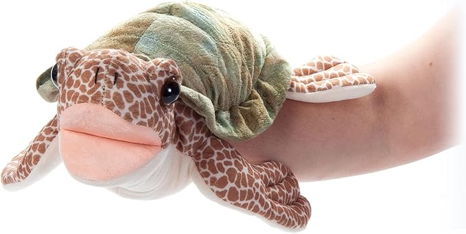 The Petting Zoo Sea Turtle Hand Puppet Stuffed Animal Plushie, Gifts for Kids, Puppetz Animals, Sea Turtle Interactive Puppets Plush Toy 19 Inches