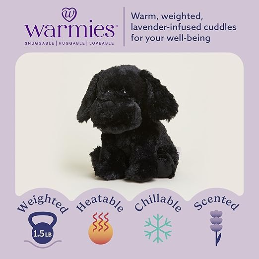 Warmies Black Labrador Microwavable, Hot or Cold for Cool Relaxation and Warm Relief, Lavender Scented Cozy Plush Animal
