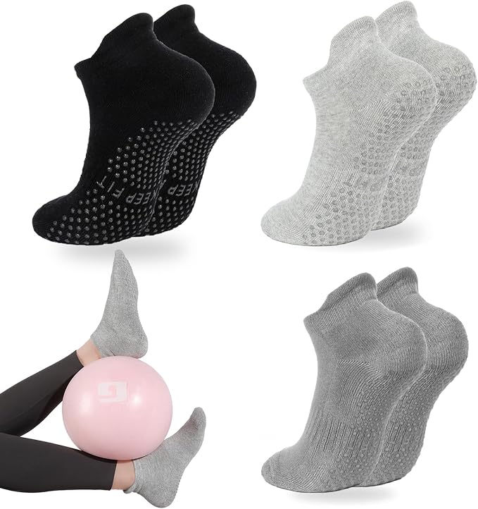 loudashuaiqi Grip Pilates Socks Non Slip Athletic Yoga Socks with Grips for Women Grippy socks for Hospital Workout Barre