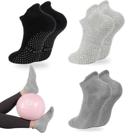 loudashuaiqi Grip Pilates Socks Non Slip Athletic Yoga Socks with Grips for Women Grippy socks for Hospital Workout Barre