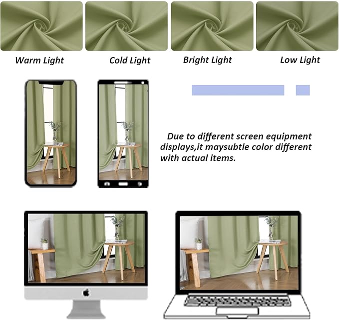 Simplebrand Ava Sage Green Blackout Curtains for Bedroom, 78 Inch Length, 2 Panels Set, Privacy Thermal Insulated Rod Pocket Window Curtains for Patio, French Door, W40 x L78 Inch