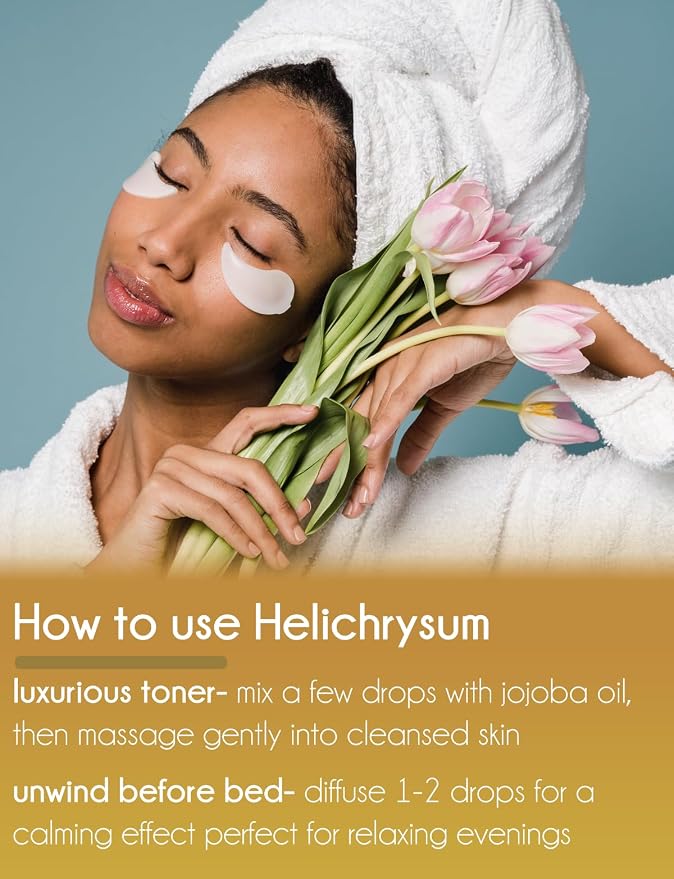 GreenHealth Helichrysum Essential Oil – 5 ml – 100% Pure & Natural – Therapeutic Grade – Amber Glass Bottle with Euro Dropper