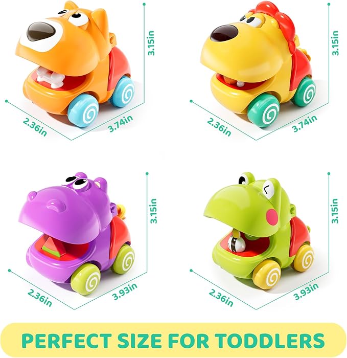 ALASOU Push and Go Animal Car Toys for 1 Year Old Boy Girl|Baby Toys 1 Year Old Boy Gifts for Toddlers 1-3|Vehicle Toy Set for Toddler Toys 1-2|1st Birthday Gift for Infant 6 9 12 18 Months