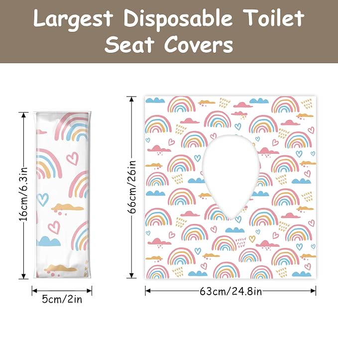 100 Pack Toilet Seat Covers Disposable for Bathroom, Extra Large XL Size Waterproof Covers for Toddler Potty Training, Individually Wrapped Portable for Adults Kids Travel Trip Airplane -PK+BU