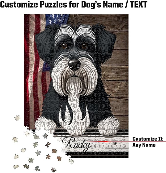 Custom Wooden Jigsaw Puzzles with Your Dog's Name on Tsverkshnautser Art Print - 300 500 1000PCS Puzzles Game and Home Wall Decor