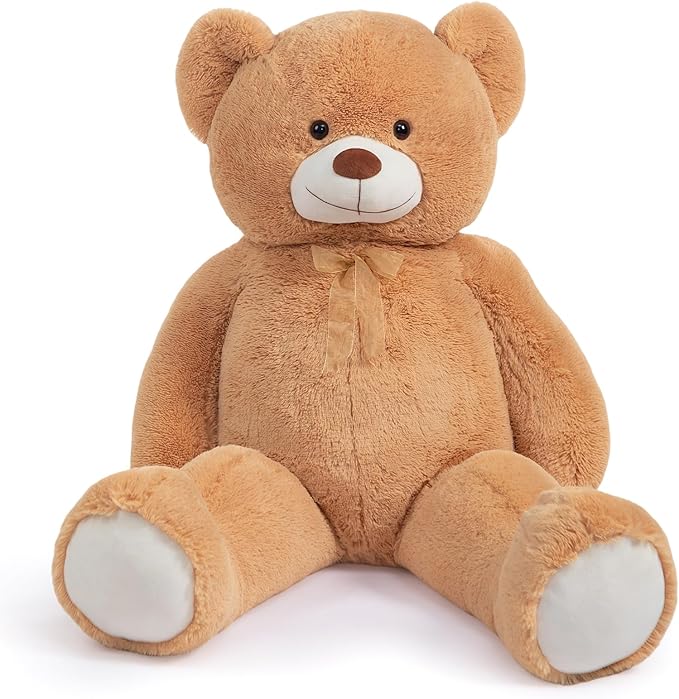 HollyHOME Giant Teddy Bear 4Ft Big Teddy Bear Stuffed Animal Birthday Valentines Day Plush Toy for Kids and Girlfriend 48 inch Tan