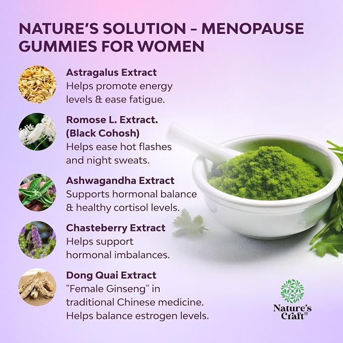 Womens Menopause Gummies with Dong Quai - Menopause Vitamins for Women with Ashwagandha - Holistic Support for Hot Flashes Night Sweats and Mood Swings - Pre & Post Supplements - 90 Count